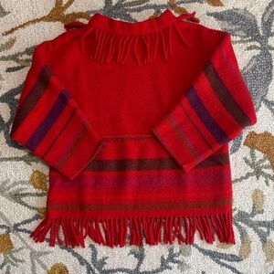 Lapp Lander vintage Red Fringed Women's Sweater made in Norway 100% wool